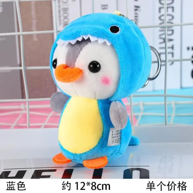 12CM Penguin Stuffed Plush Animal Pendant Keychain Doll Stroller Toys For Children Kids Small Mini Plush Toys Baby Xmas Gift