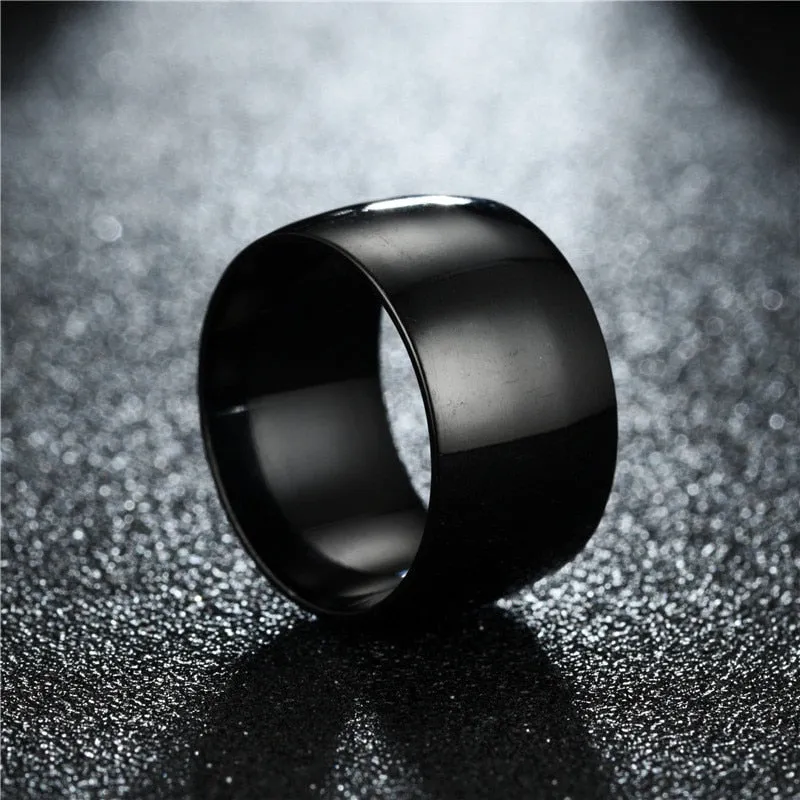 12mm Glossy Face Stainless Steel Punk Ring