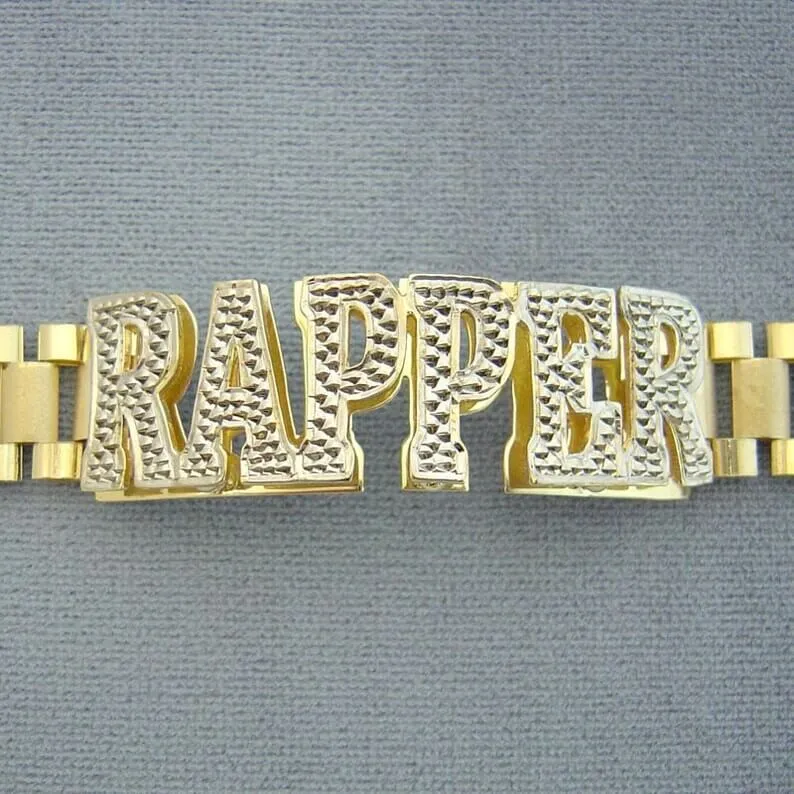 12mm Watch Band Chain Double Layer Personalized Custom Gold Plated Name Bracelet