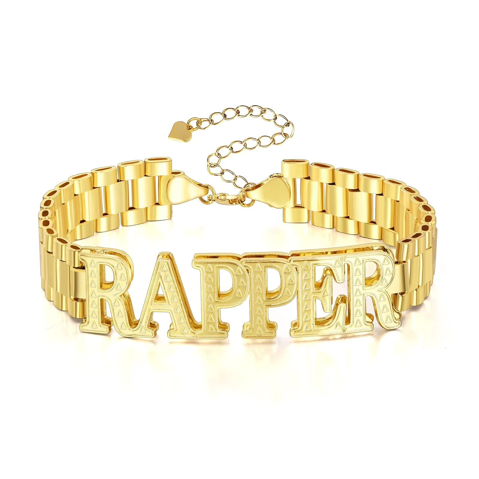 12mm Watch Band Chain Double Layer Personalized Custom Gold Plated Name Bracelet