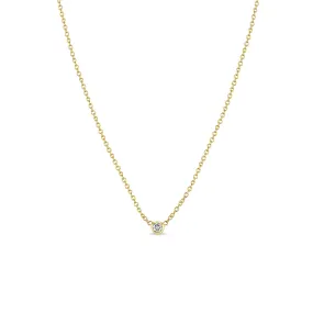 14k Single Diamond Bezel Necklace