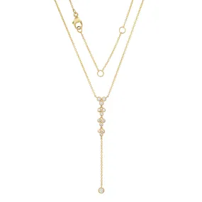 14K YG Diamond Cluster Lariat Necklace