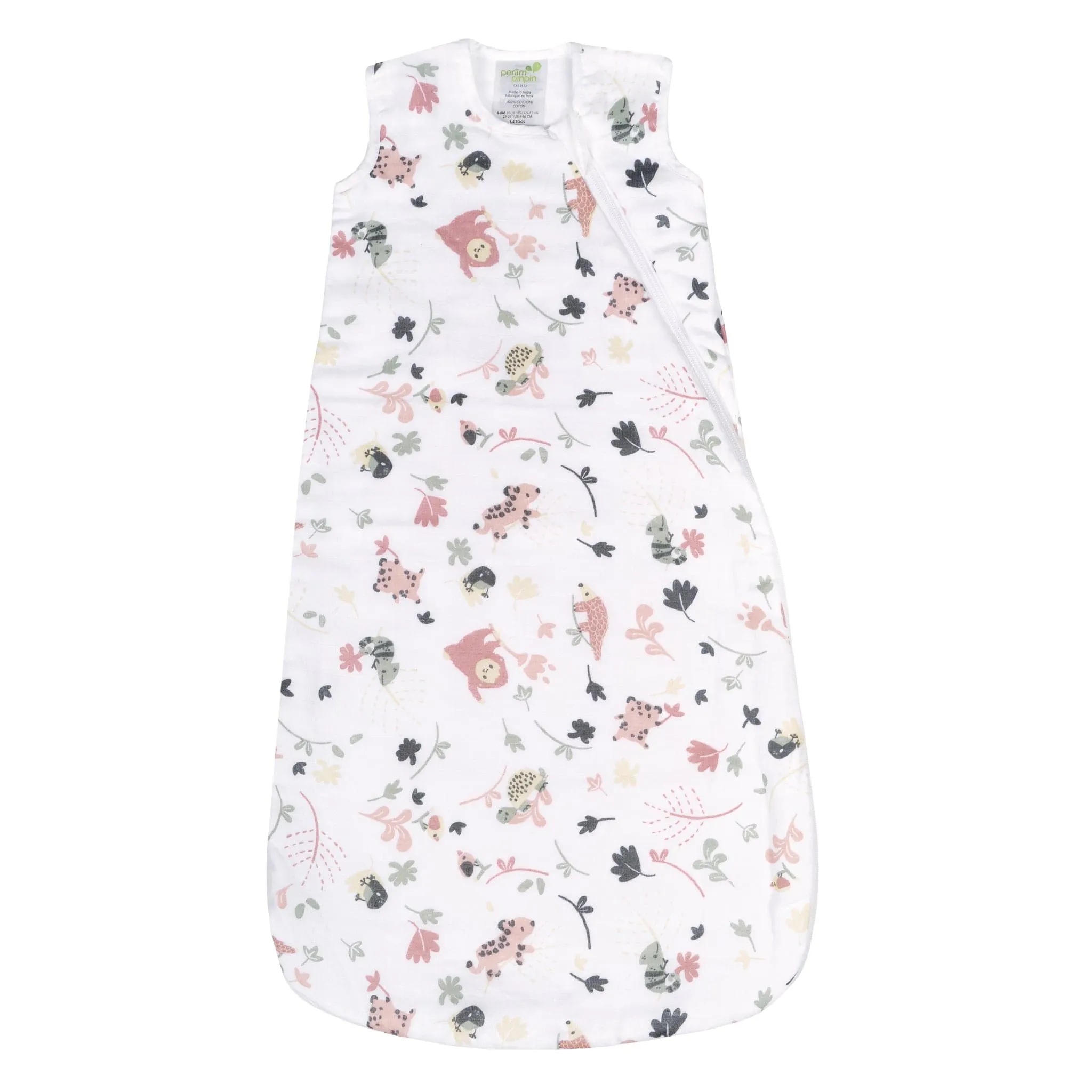 4 layers cotton muslin sleep sack - Lotus Jungle (1.5 togs)