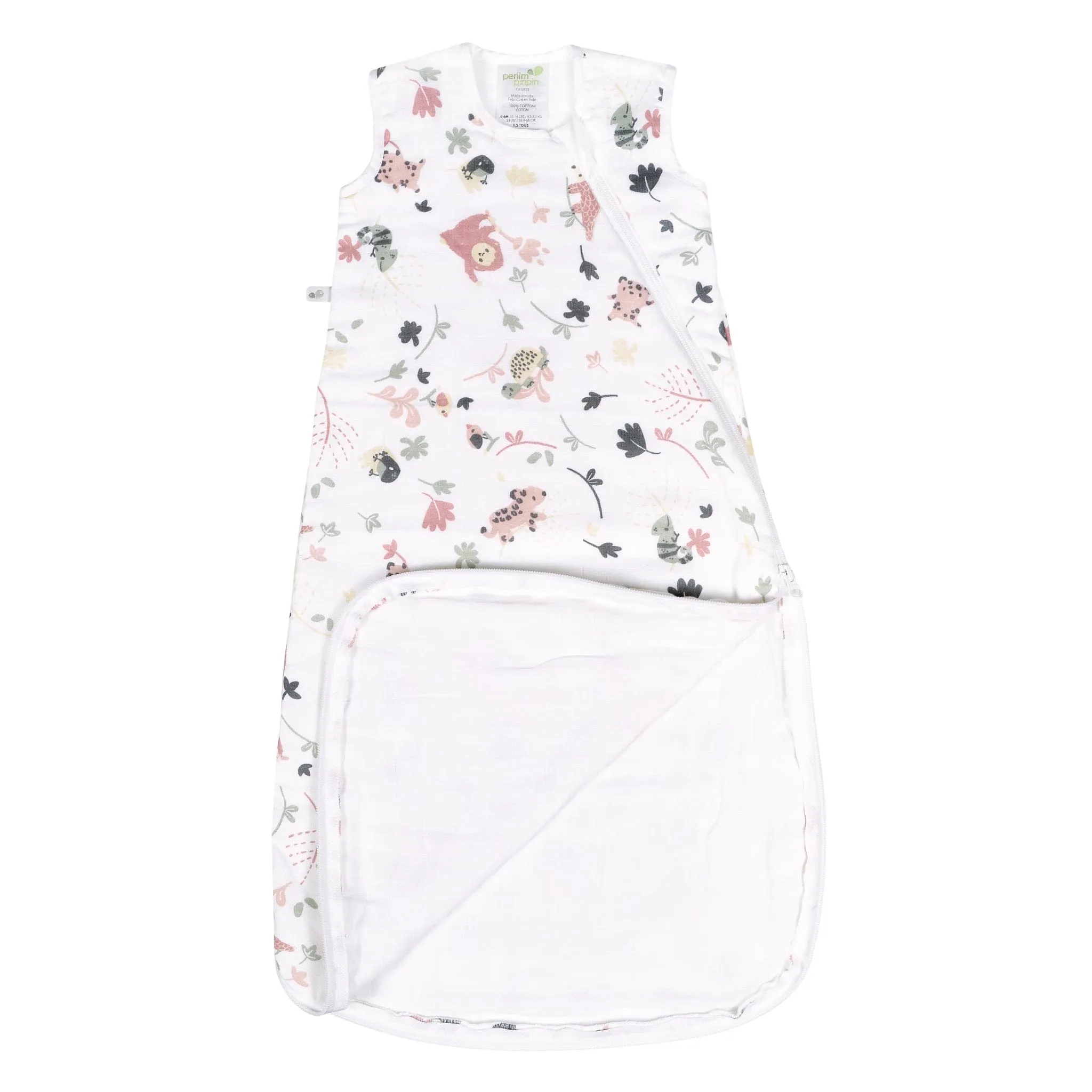 4 layers cotton muslin sleep sack - Lotus Jungle (1.5 togs)