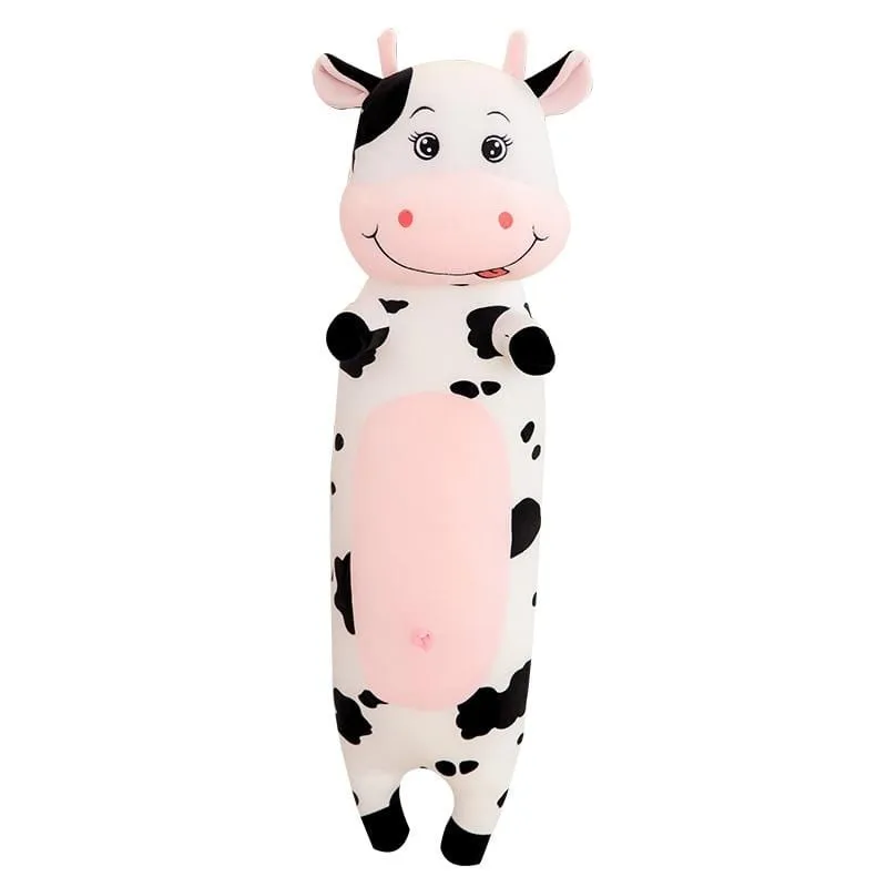 70cm-100cm Lovely Creative Milk Cow Plush Pillow Toys Soft Stuffed Cartoon Animal Cattle Doll Bedroom Sleeping Pillow Cushion