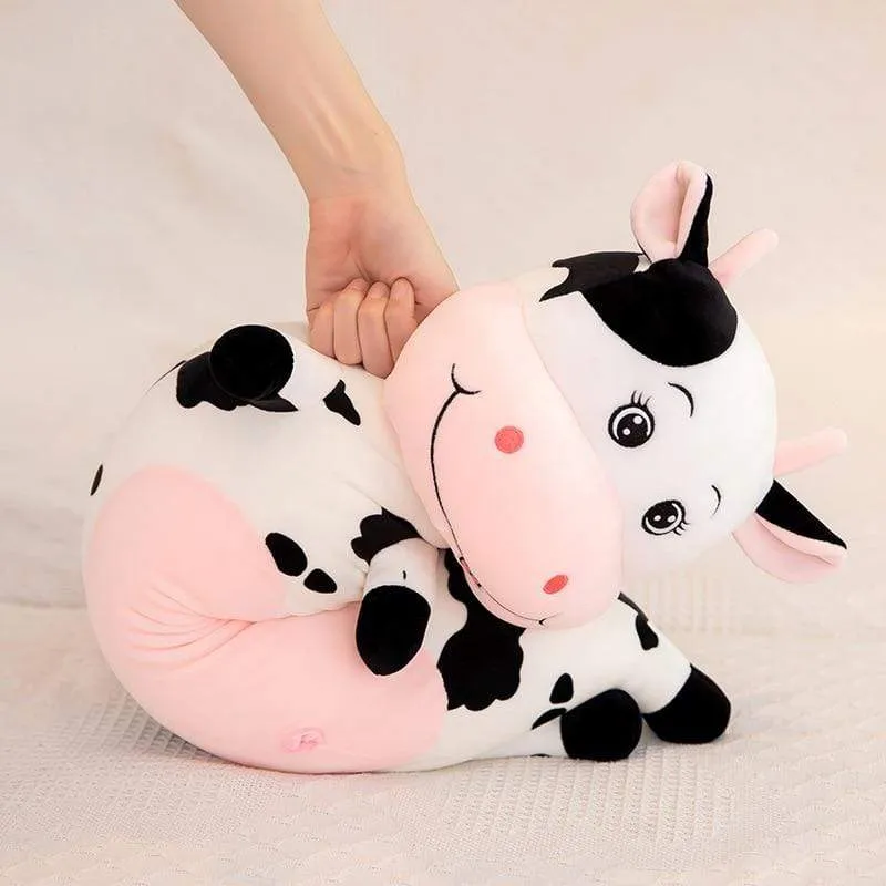 70cm-100cm Lovely Creative Milk Cow Plush Pillow Toys Soft Stuffed Cartoon Animal Cattle Doll Bedroom Sleeping Pillow Cushion