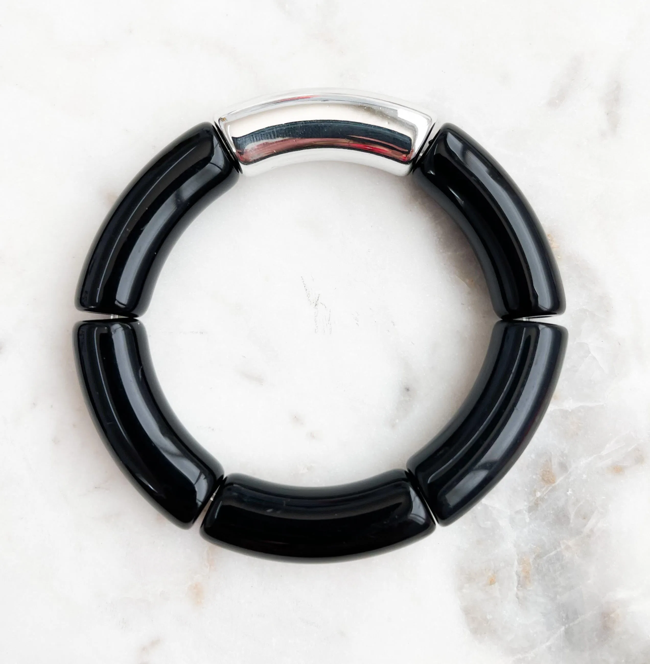 Acrylic Bamboo Bangle Bracelet Black 