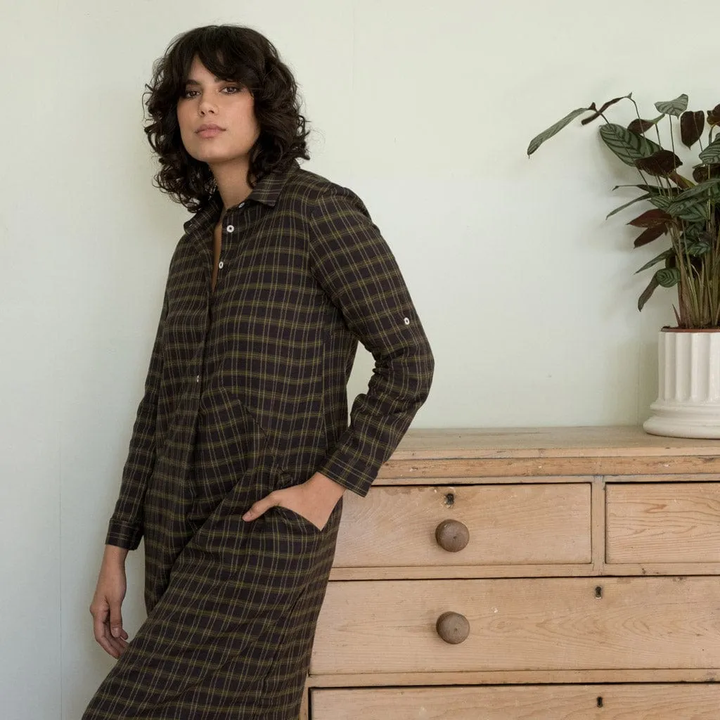 Alexa Cotton Flannel Shirt Dress | Check