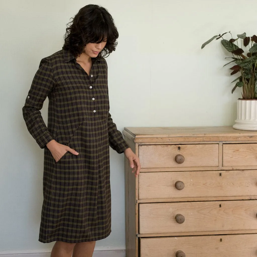 Alexa Cotton Flannel Shirt Dress | Check