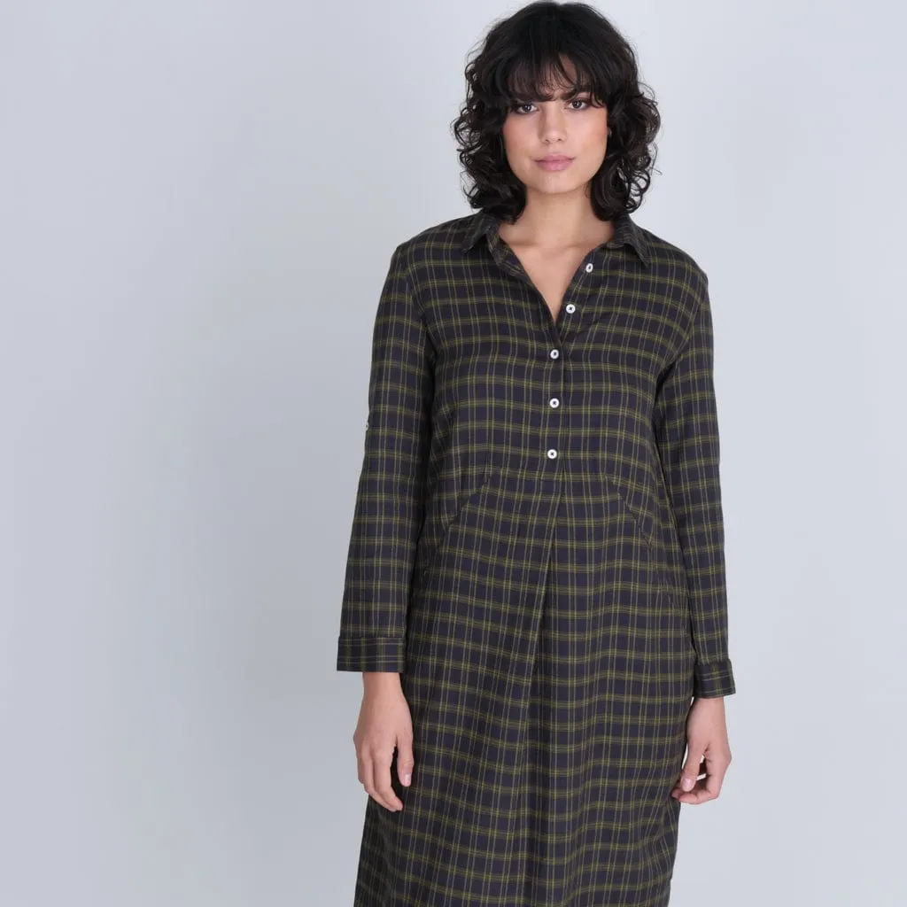 Alexa Cotton Flannel Shirt Dress | Check