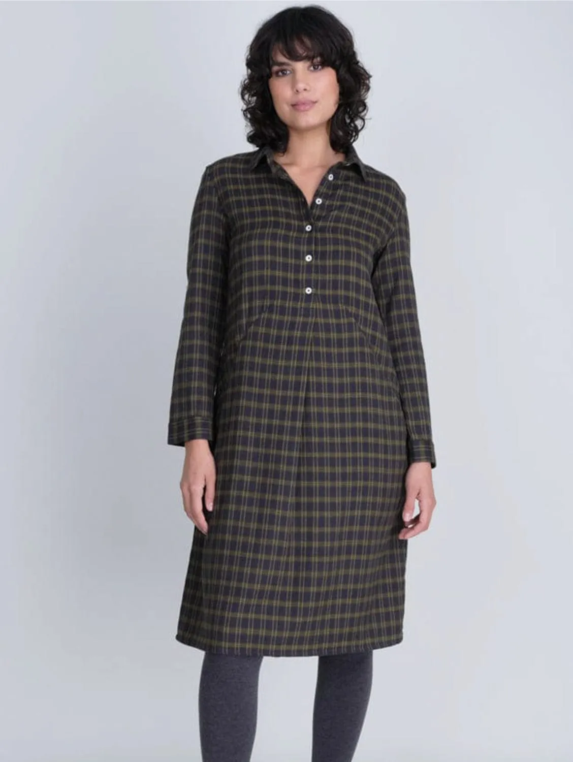 Alexa Cotton Flannel Shirt Dress | Check