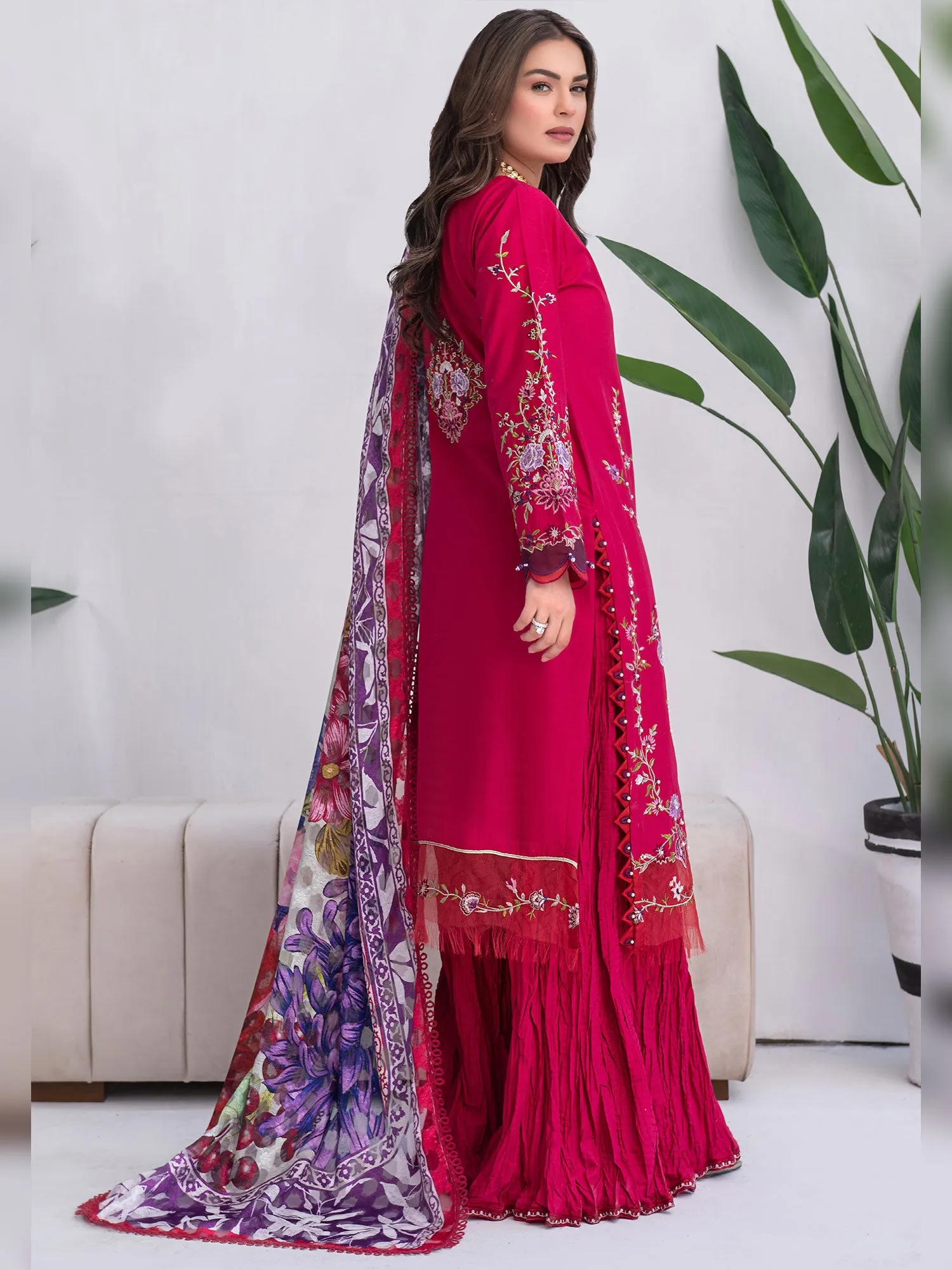 Ally's Luxury Cotton Hot Pink 3-Piece Suit (AL-819)