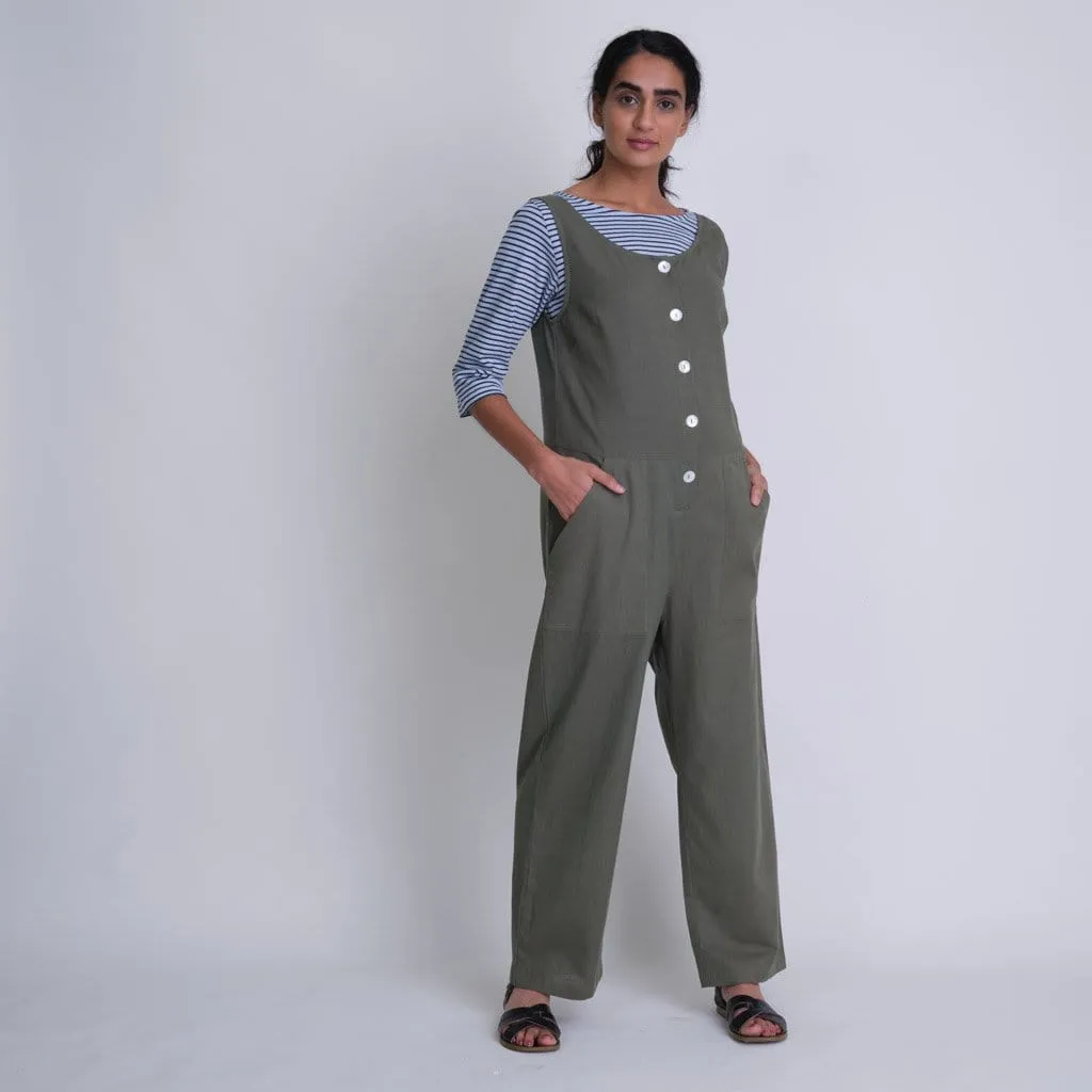 Amber Cotton & Linen Jumpsuit | Olive