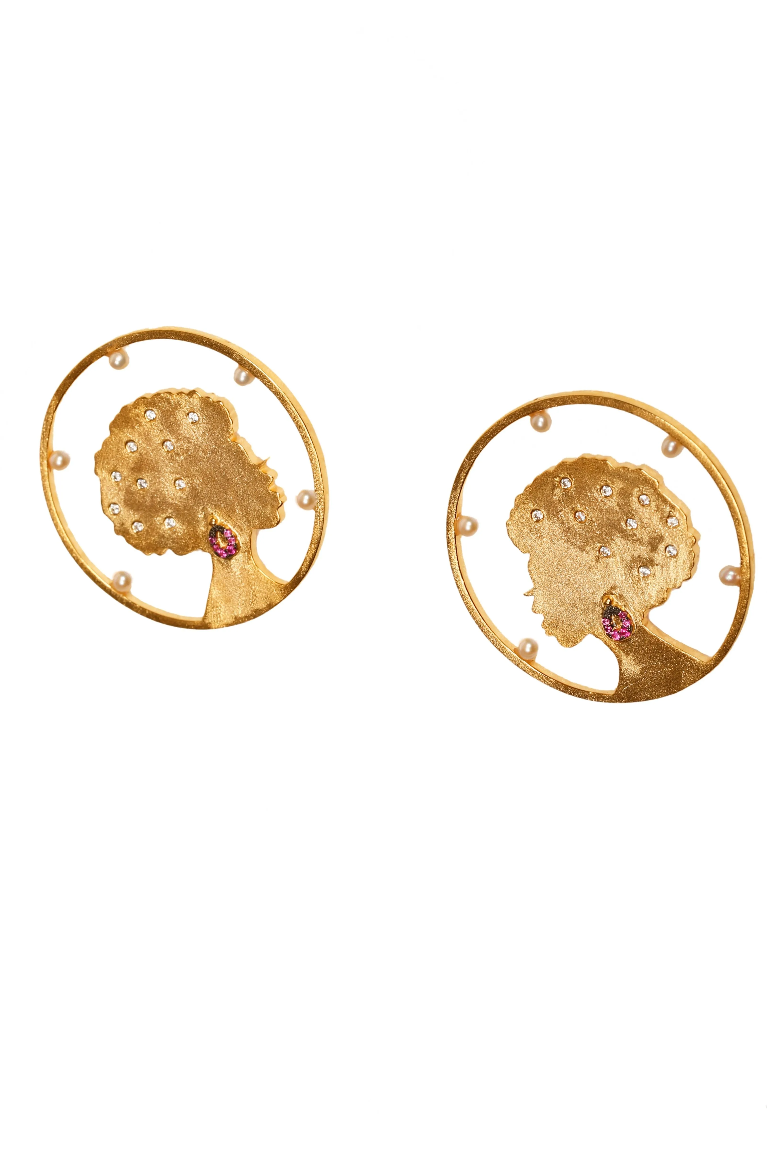 AMMANII My Lady Hoop Earrings with Pearls in Vermeil Gold