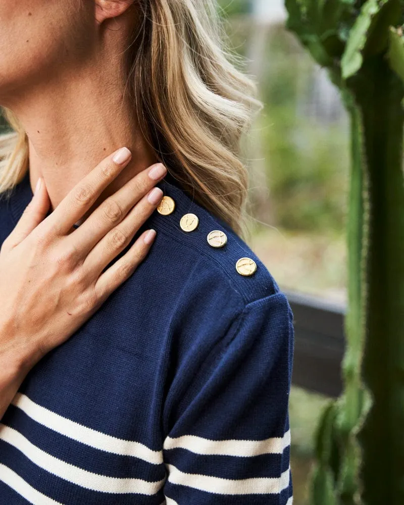 Anemone Organic Cotton Striped Sailor Jumper | Midnight Blue