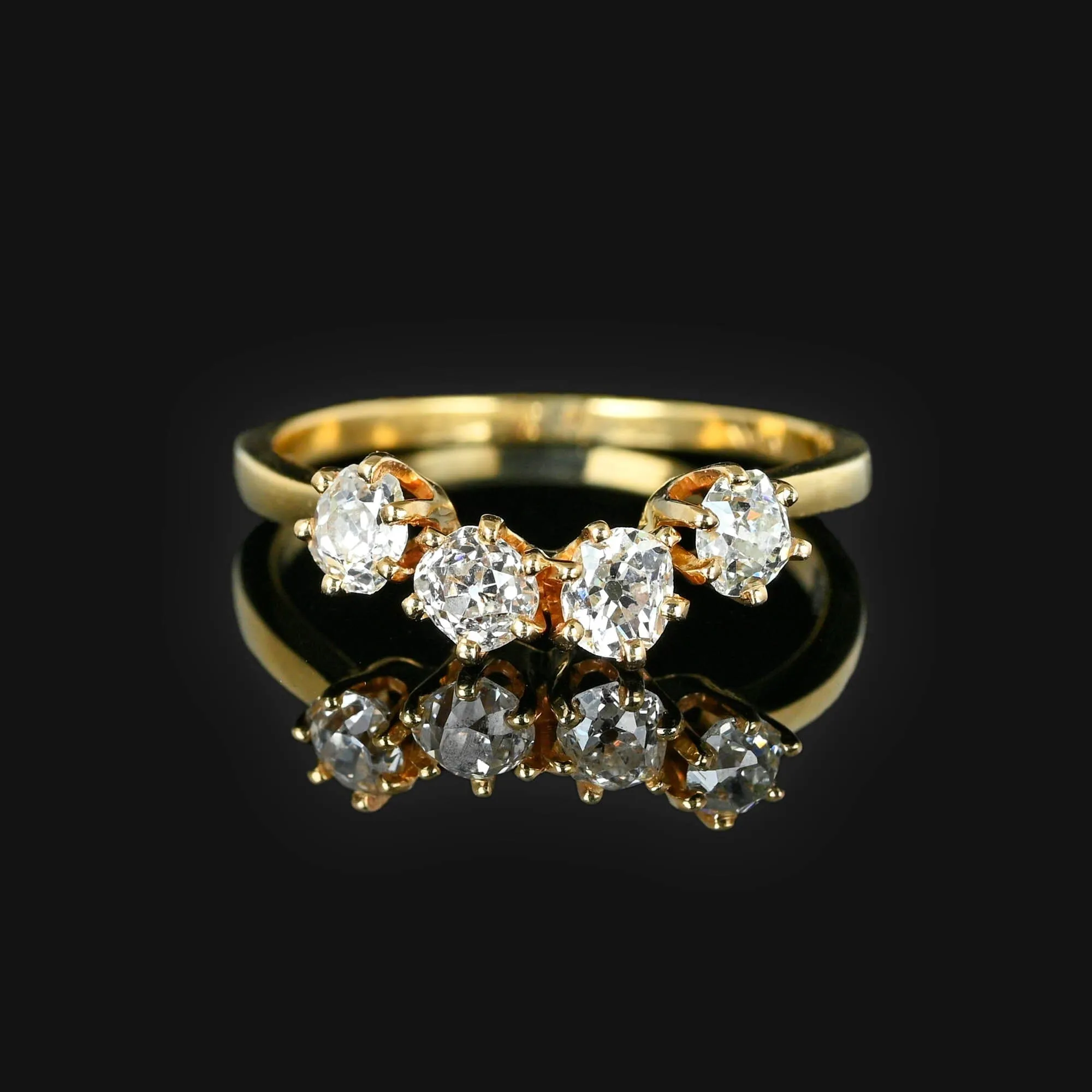 Antique 1.15 CTW Mine Cut Diamond Ring in 14K Gold