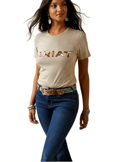 Ariat Women's Oatmeal Heather Cowhide Tee 10045453