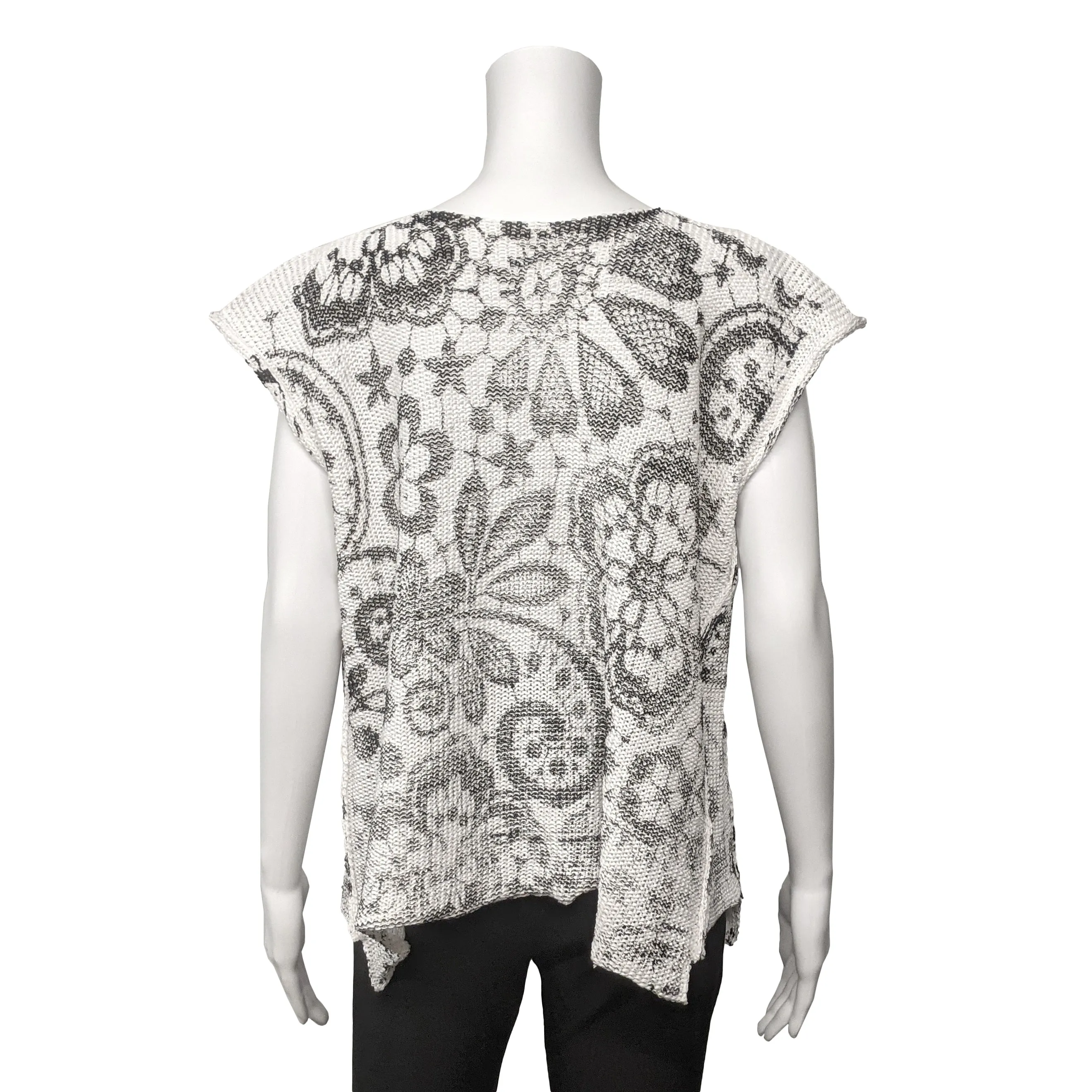 Atmo Sleeveless Pullover in White Black Lace by Paper Temples