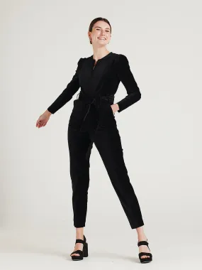 Aubrie Organic Cotton Velvet Jumpsuit - Black