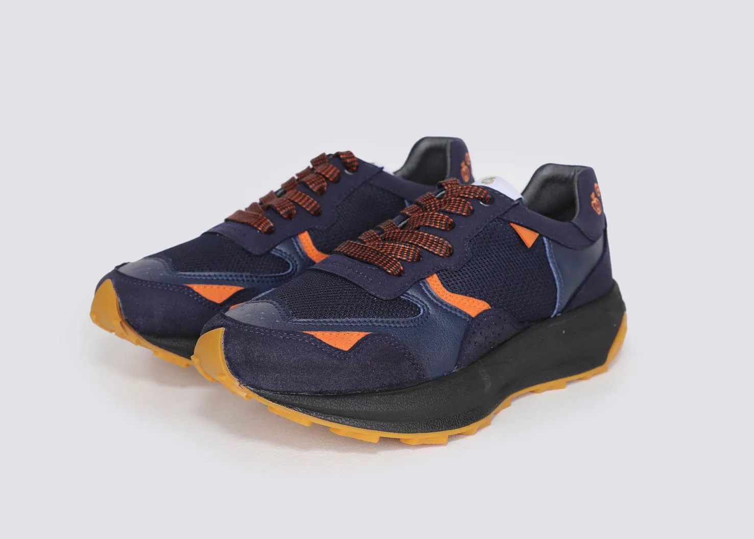 Baber-GV Men's Vegan Running Sneakers | Indigo & Orange