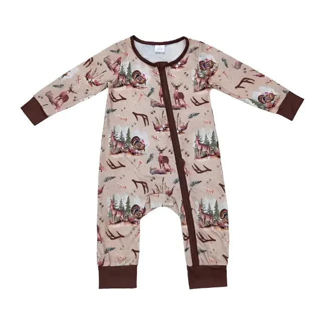 Baby Romper - Boys - Zip - Thanksgiving Turkey Deer Western