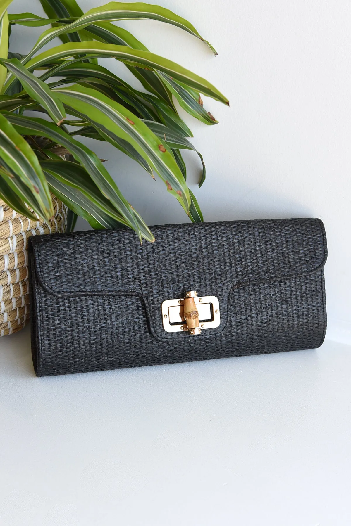 BAMBOO CLUTCH -BLACK