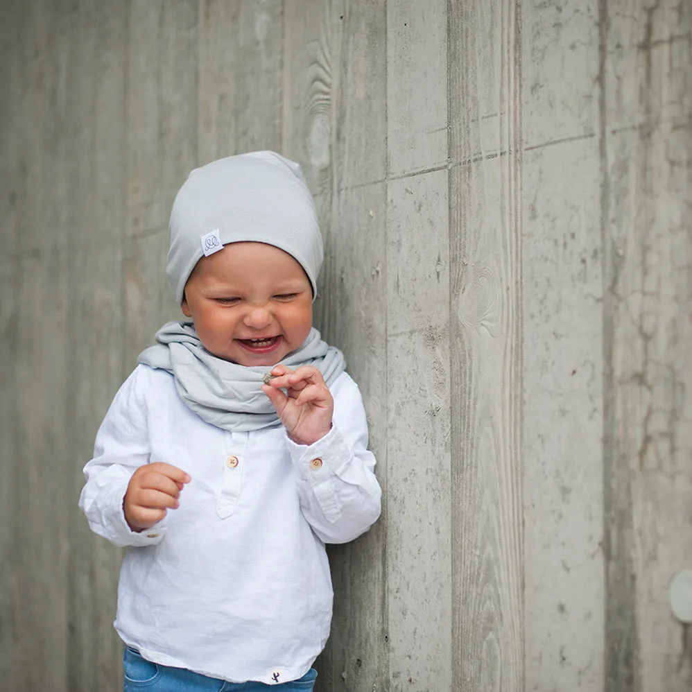 Bamboo Reversible Beanie - Light Grey