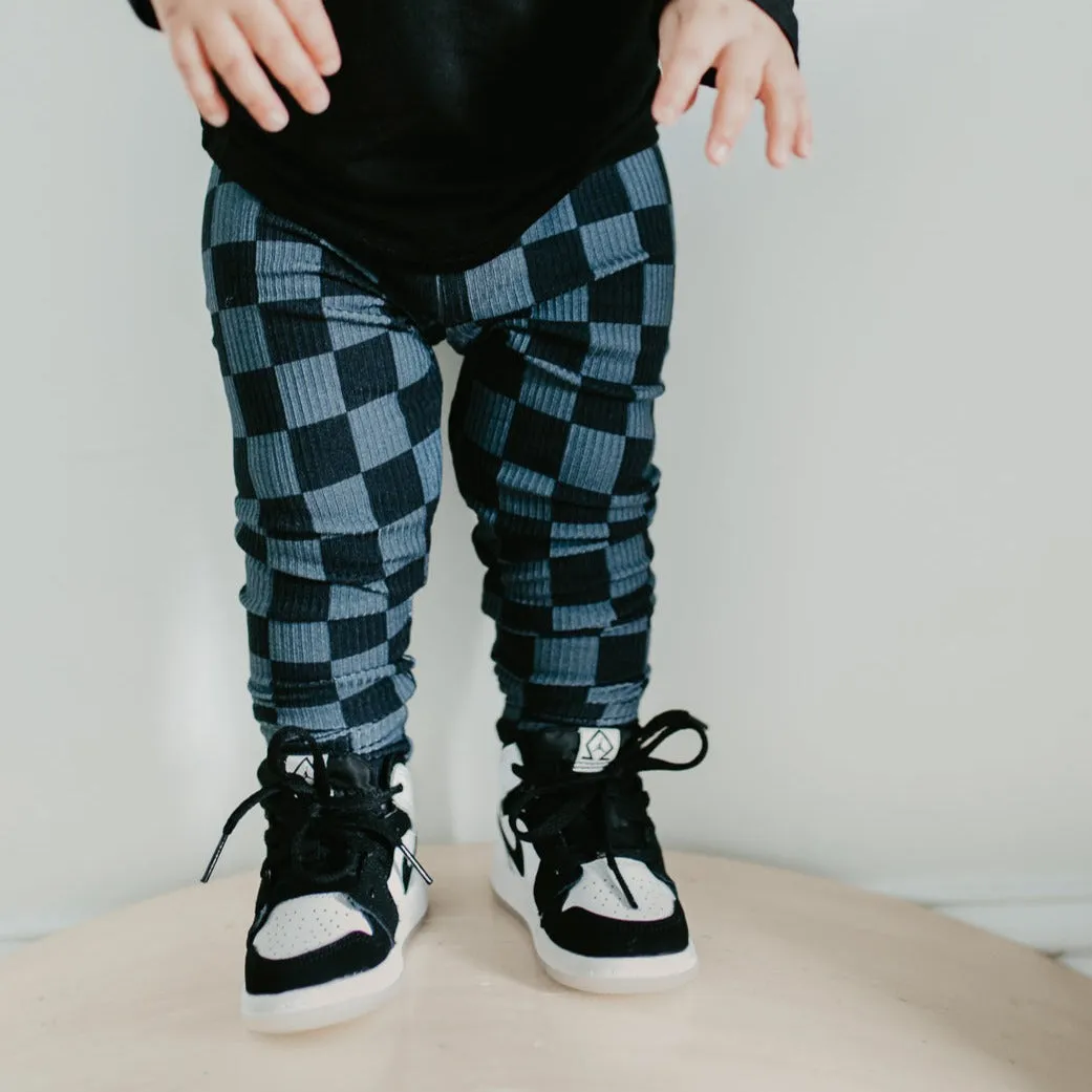 BAMBOO RIB LEGGINGS- Grey Check