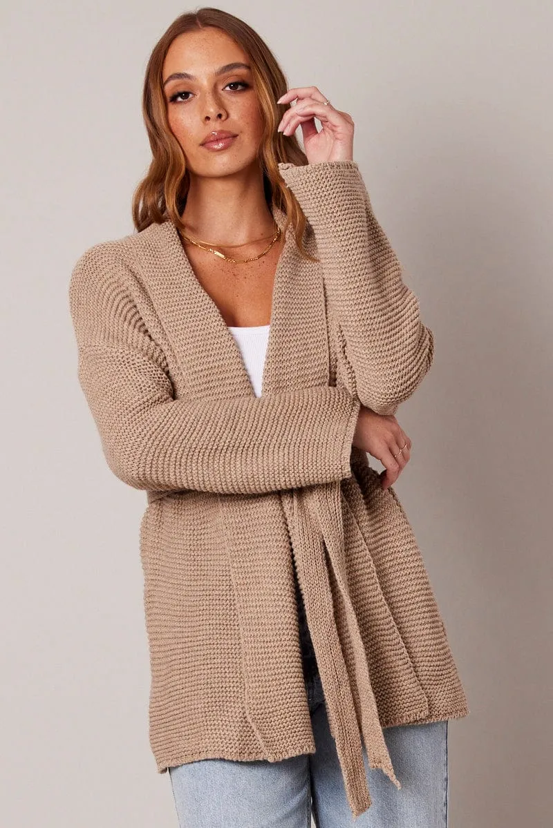 Beige Knit Cardigan