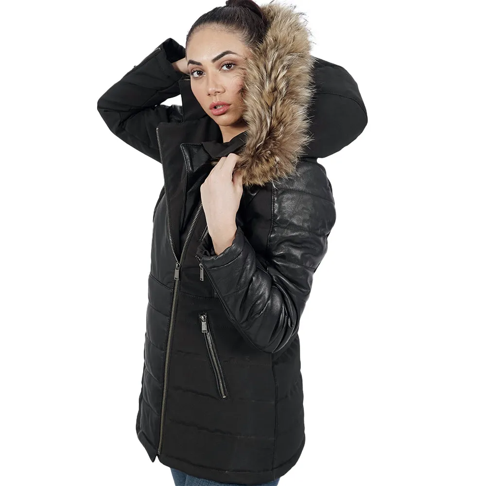 Bella Faux Fur Black Hooded Jacket