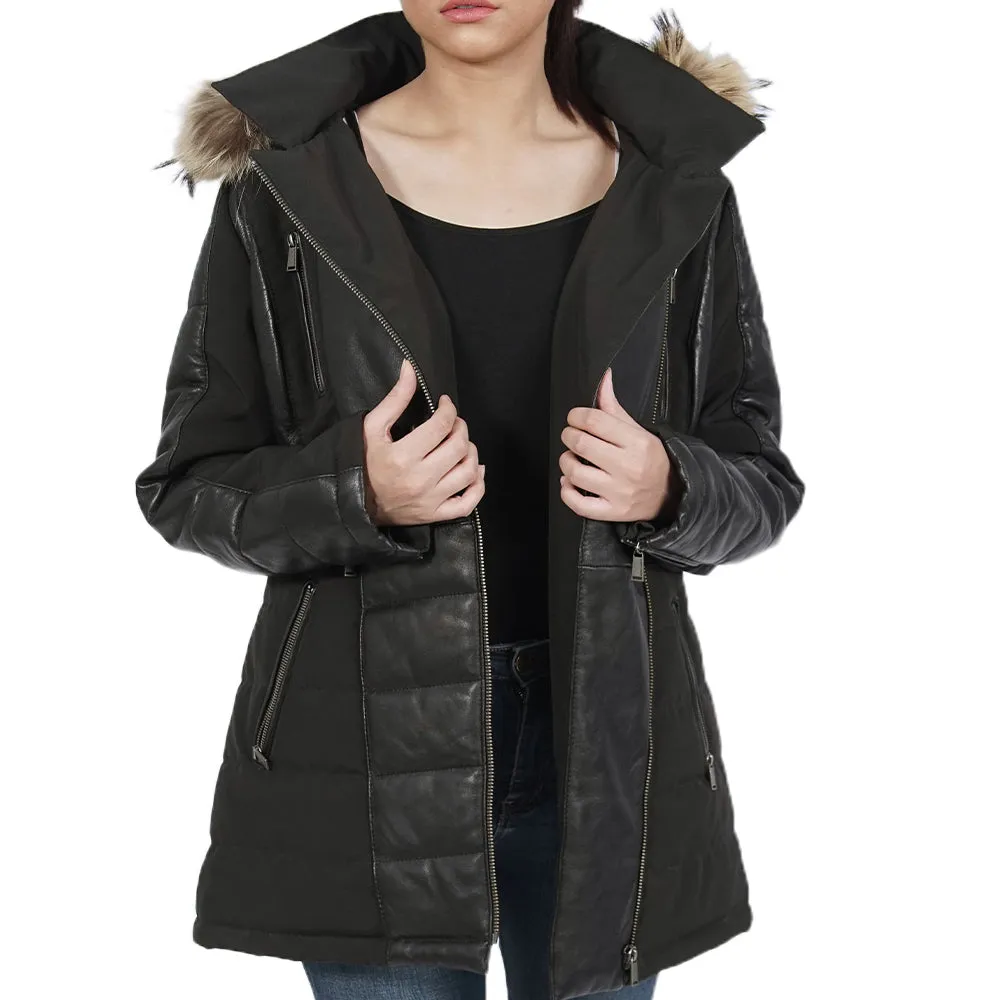 Bella Faux Fur Black Hooded Jacket