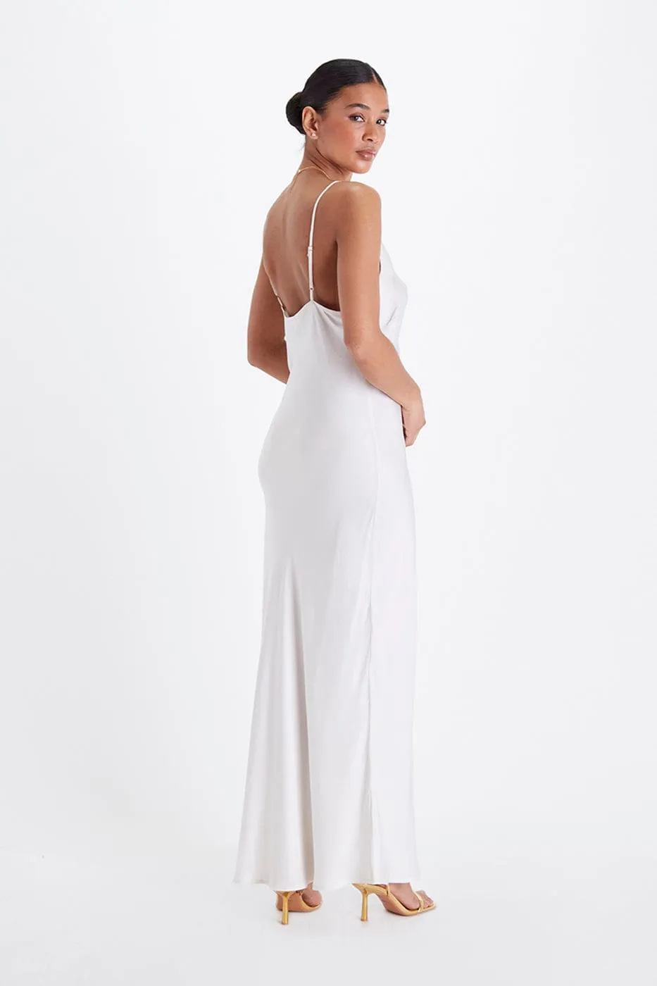 Bias Cut Lightweight TENCEL Modal Vegan Silk Slip Gown | Snow White