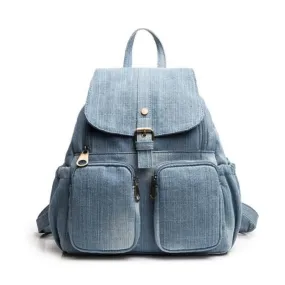 Big Blue Denim Canvas Travel Backpack