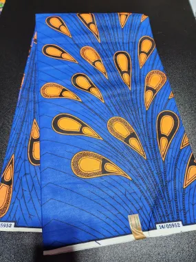 Blue and Orange Rainburst African Print Ankara Fabric ACS2234