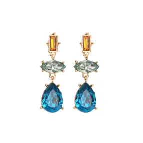 Blue Glass Crystal Water Drop Earring