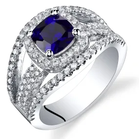 Blue Sapphire Cushion Cut Sterling Silver Ring Size 5