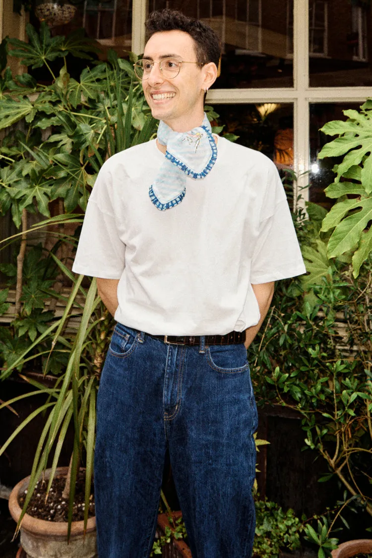 Blue Stripe Collar With Cherub Embroidery