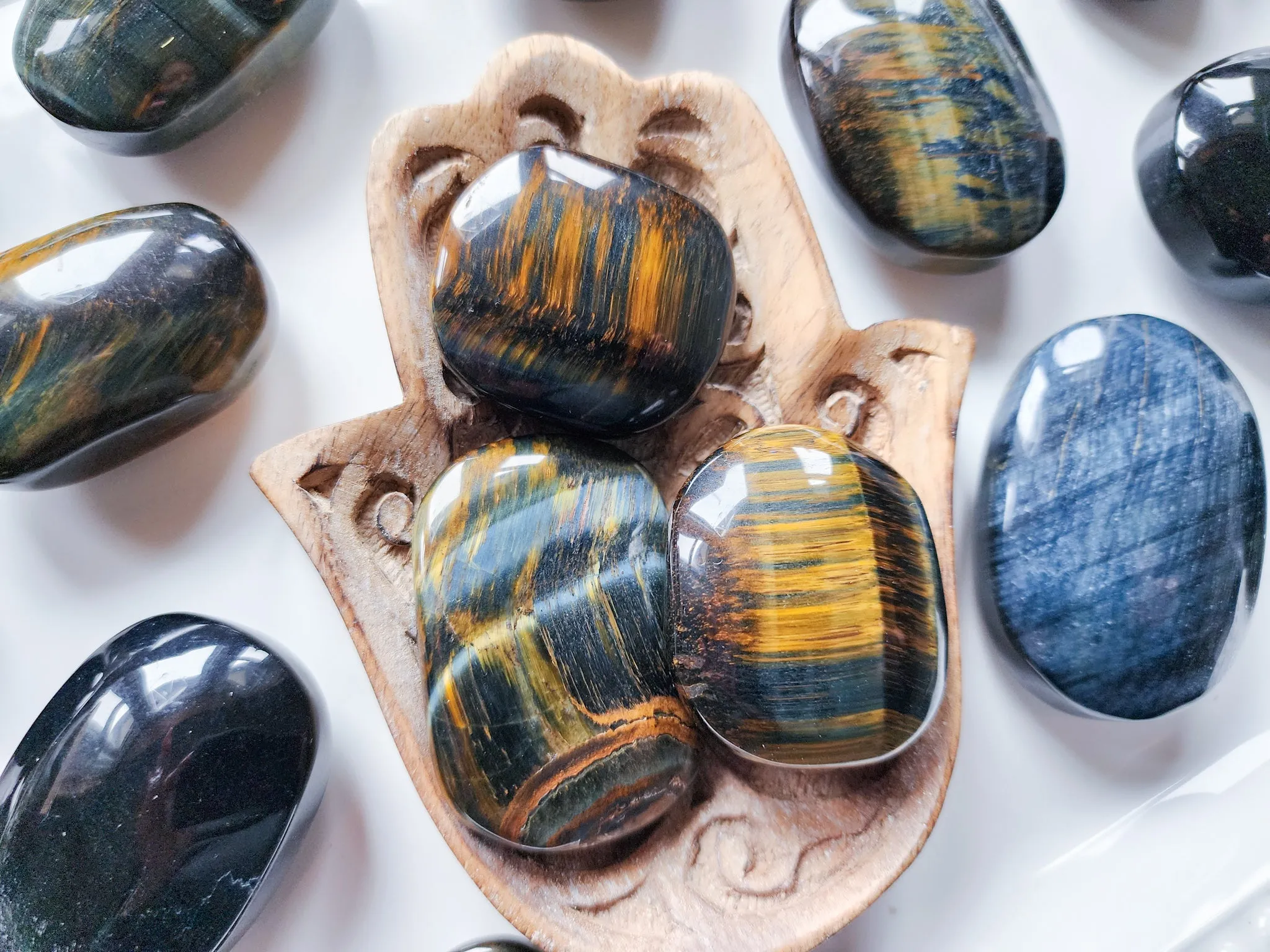 Blue Tiger Eye Palm Stone