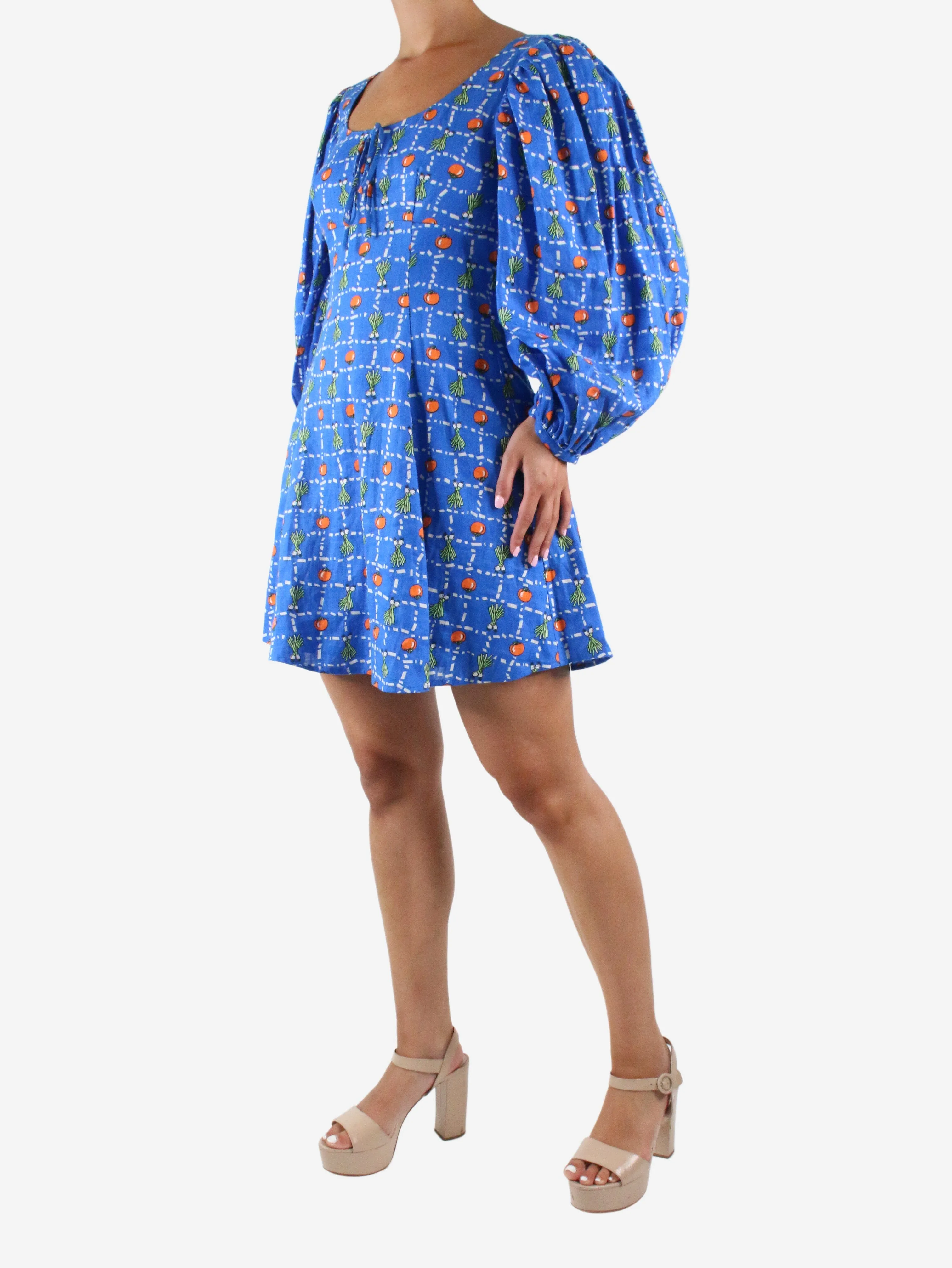 Blue tomato and spring onion printed dress - size US 8