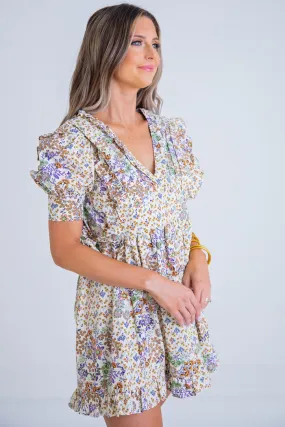 Boho Floral Poplin Dress