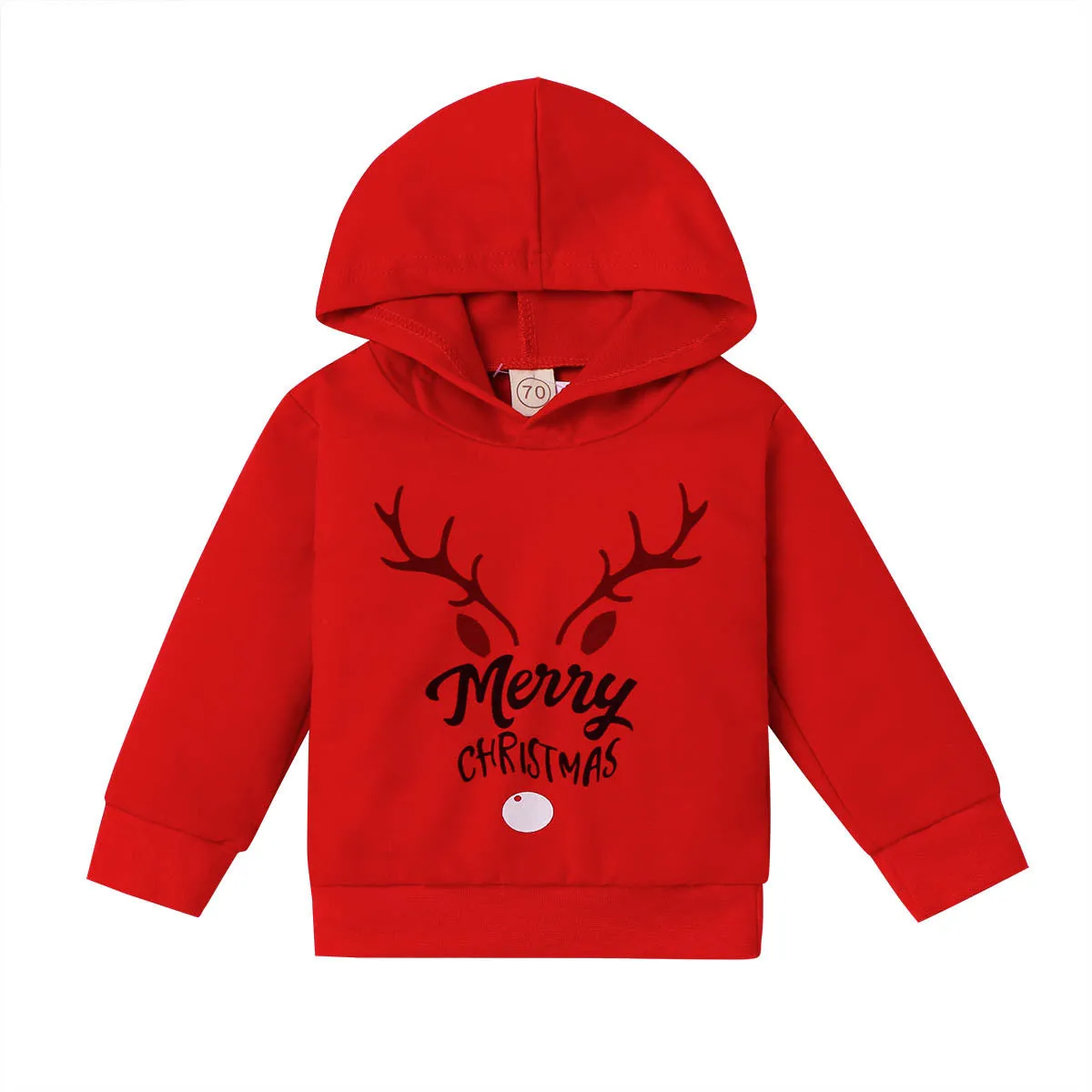 Boys and Girls Christmas Day Model Moose Letter Print Hooded Sweatshirt