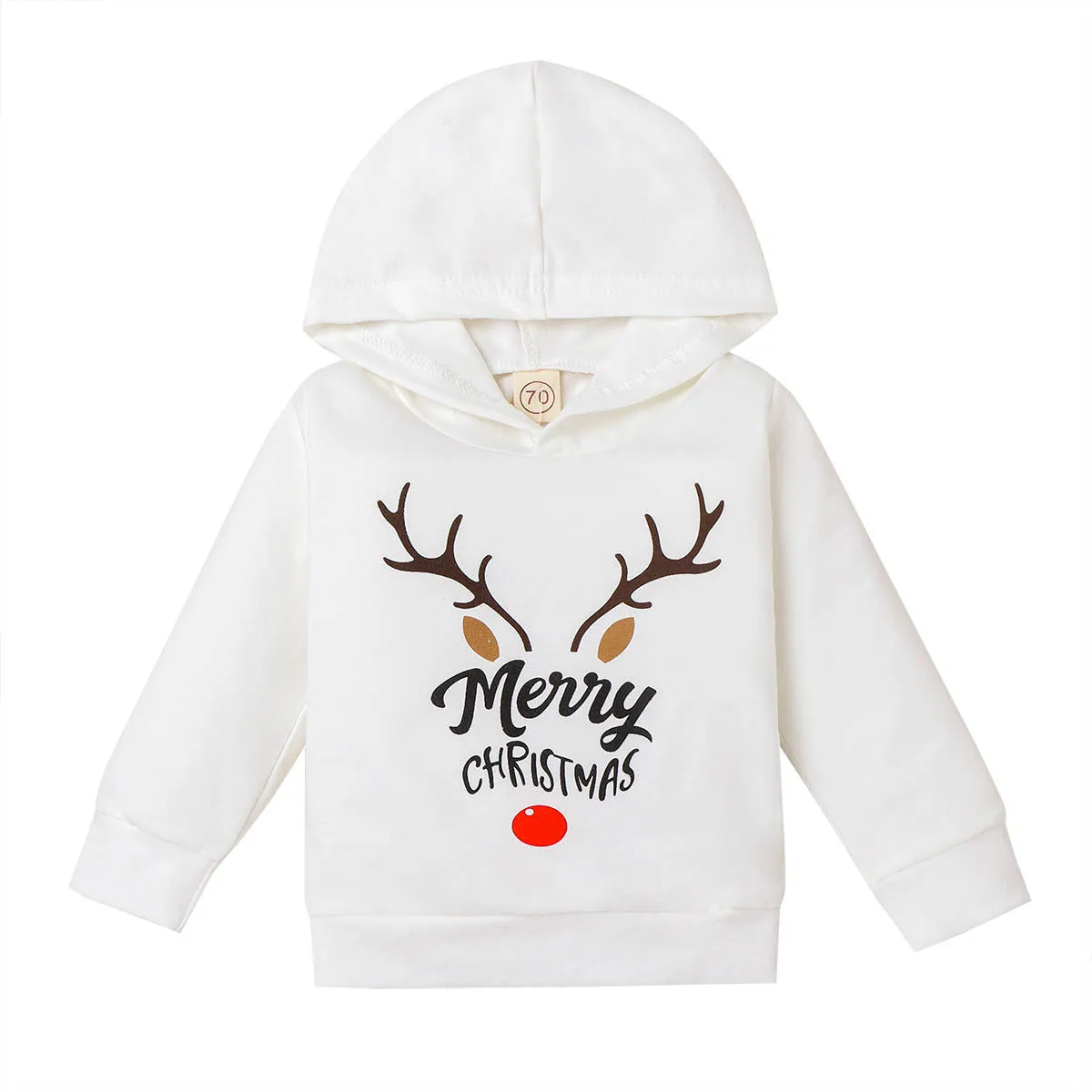 Boys and Girls Christmas Day Model Moose Letter Print Hooded Sweatshirt