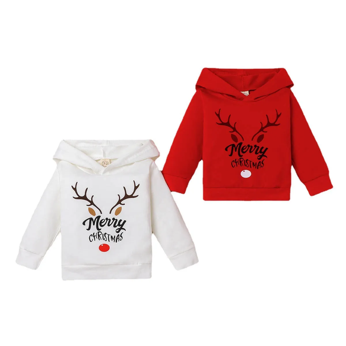 Boys and Girls Christmas Day Model Moose Letter Print Hooded Sweatshirt