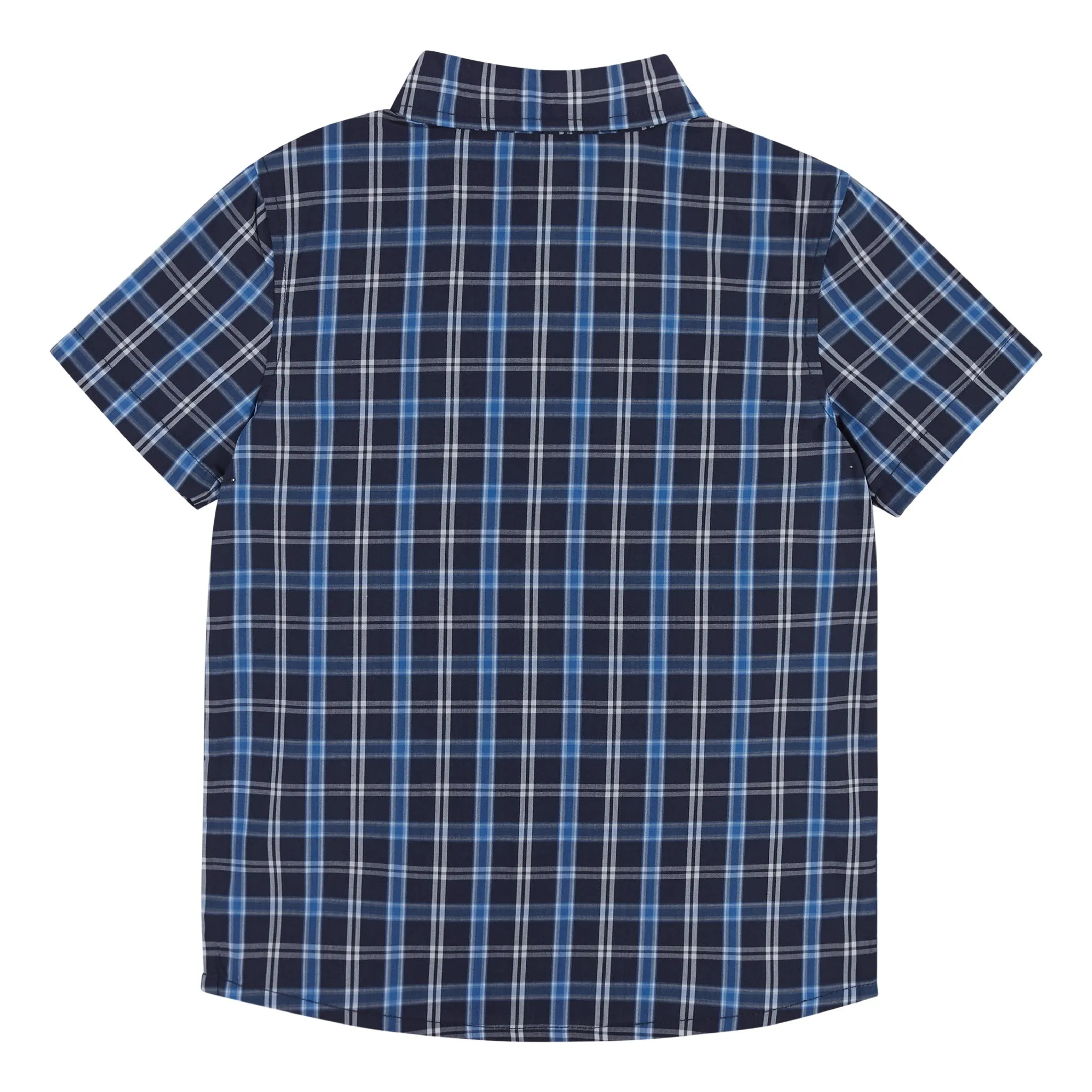 Boys Navy Plaid Bamboo Check Button Down Shirt