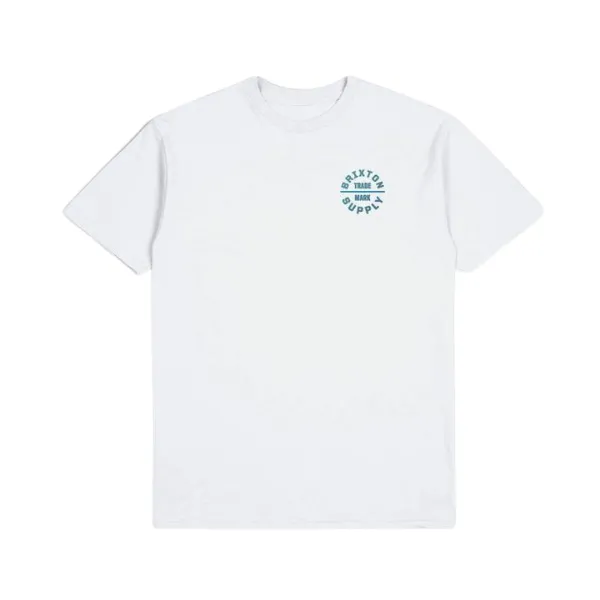 Brixton Oath V S/S Standard Tee - White/Chinois Green/Blue Danube