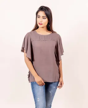 Brown Bell Sleeves Top