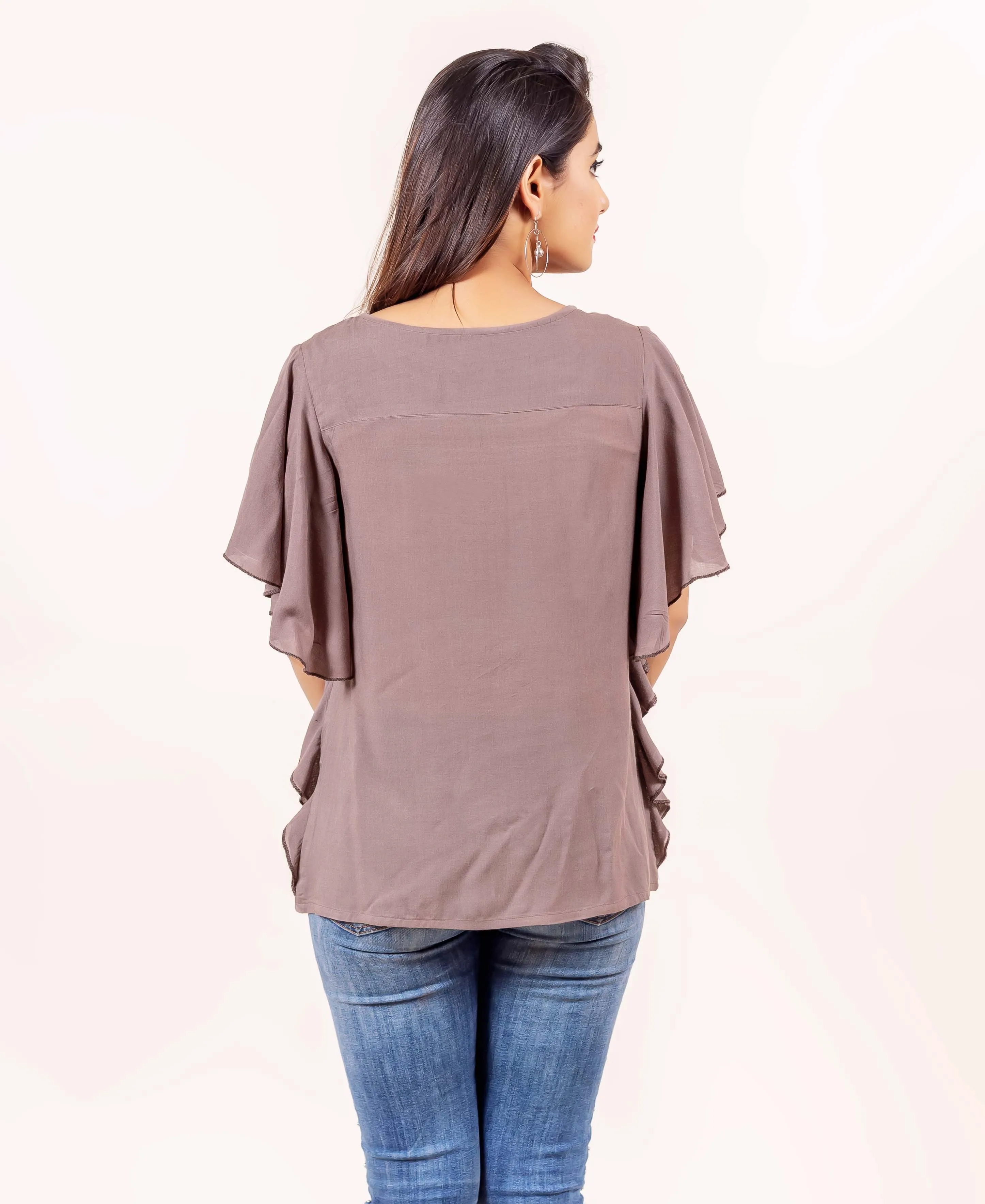 Brown Bell Sleeves Top