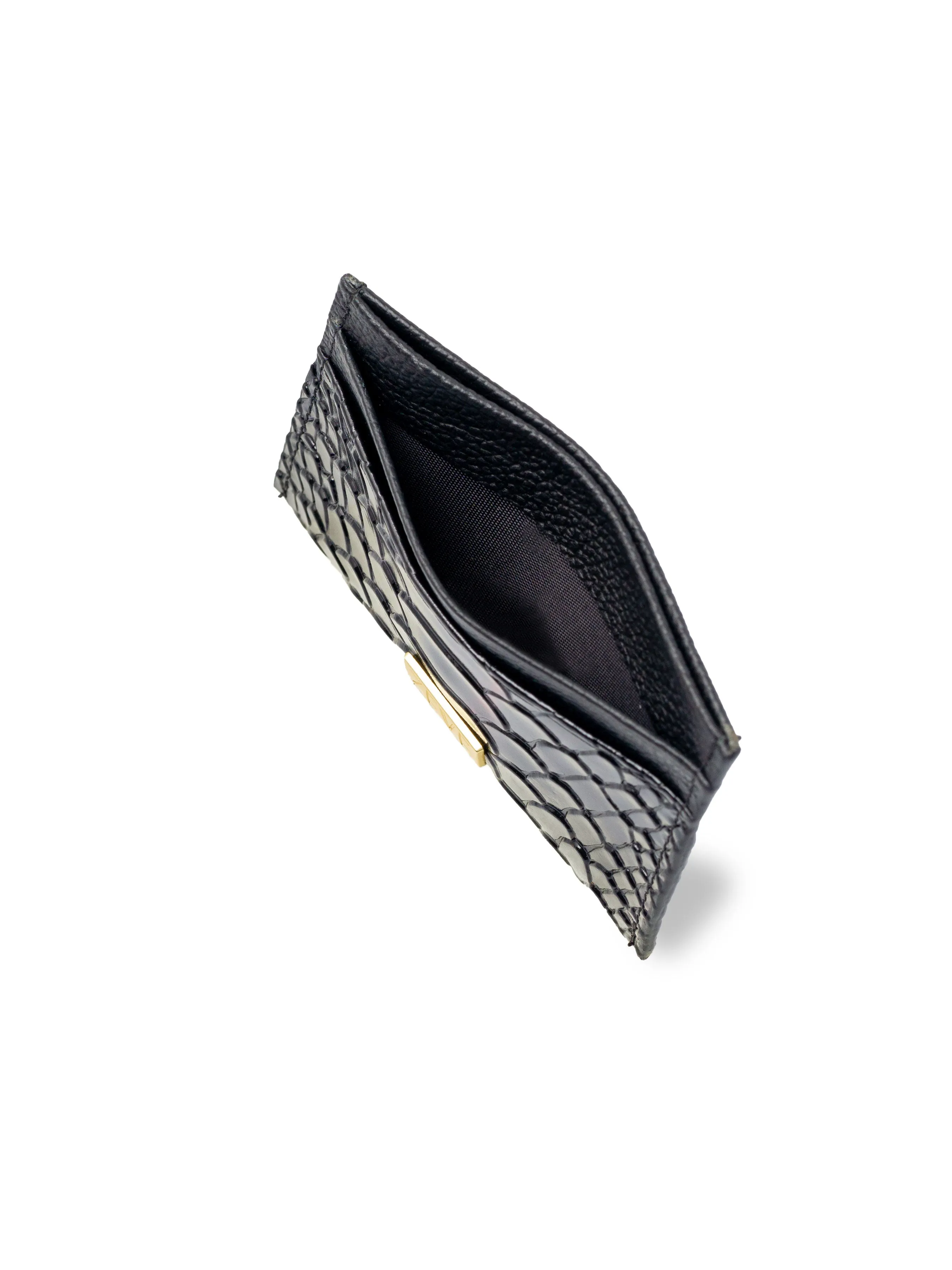 Card Holder - Black Phyton Leather