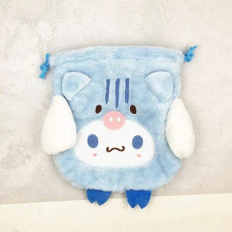 Cartoon Stuffed Animals Melody Cinnamorol Kirby Kuromi Plush Bag Kawaii Cute Soft Drawstring Pocket Coin Purse Plushie Toys Gift