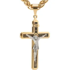 Catholic Jesus Christ Crucifix Stainless Steel Pendant Necklace